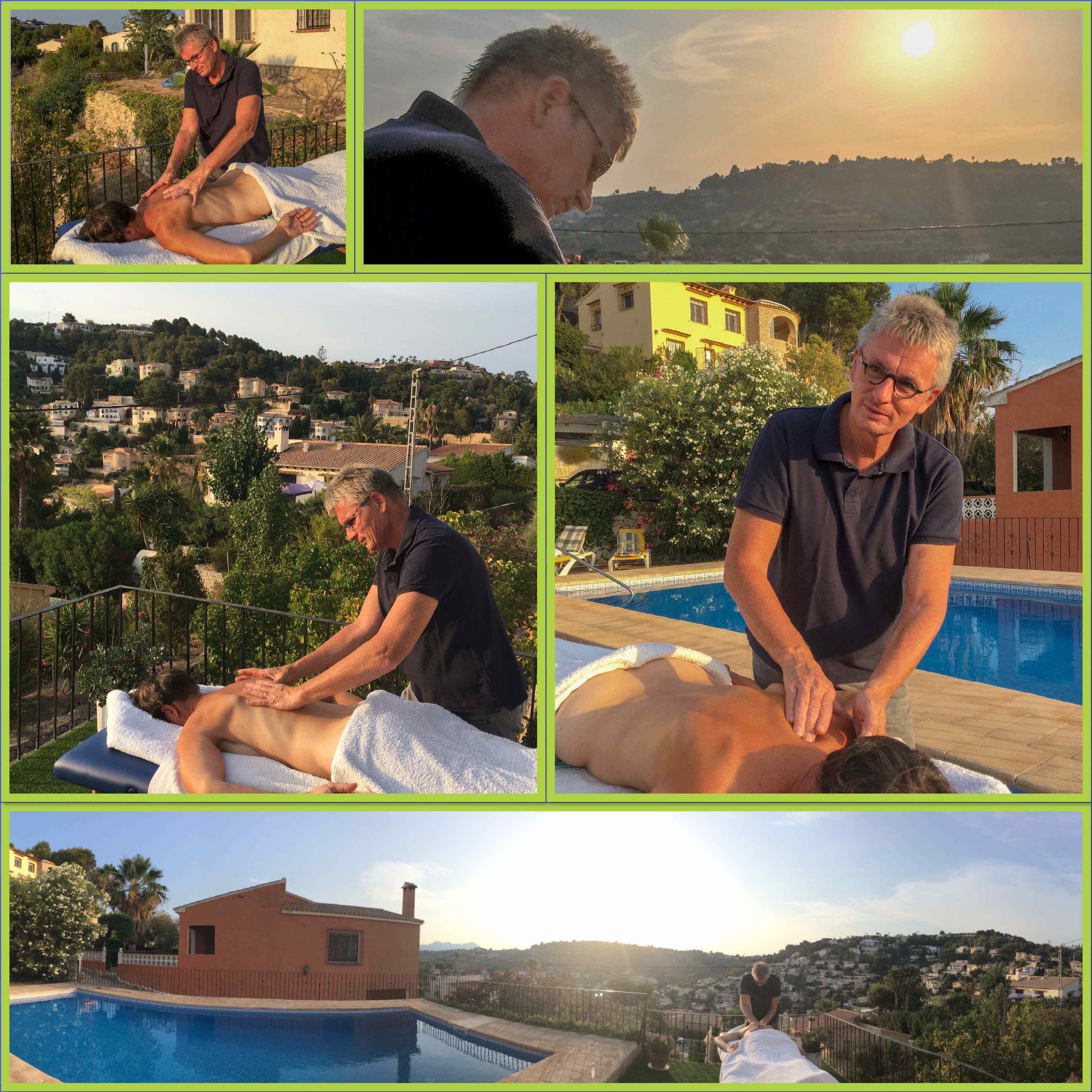 Fotocollage massage op locatie in Spanje